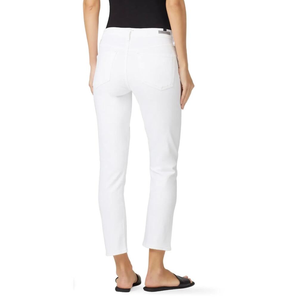 CITIZEN OF HUMANITY Elsa Mid Rise Slim Fit Crop White Embroidered Jeans Size 28 - Picture 2 of 15